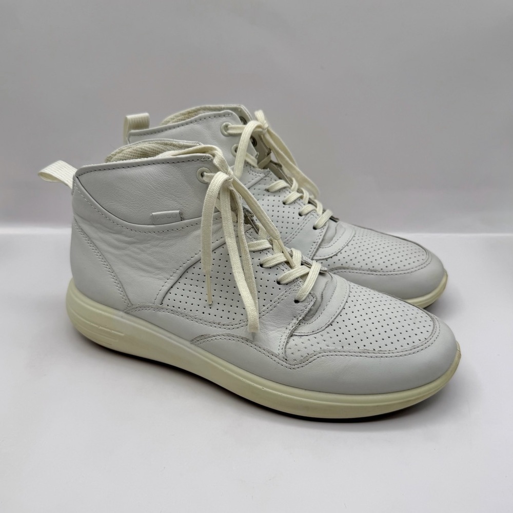 Ecco Womens Soft 7 Runner Sneakers Size 9 White Leather High Top Trainers Shoes